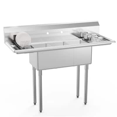 3 Compartment 304 Stainless Steel Sink with 2 Drainboards
