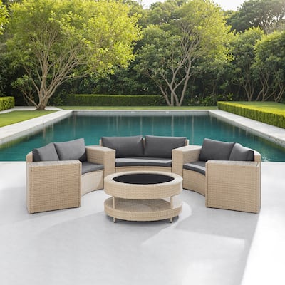 Corvus Fiji Half Round 8-piece Outdoor Wicker Sectional Curved Sofa Set