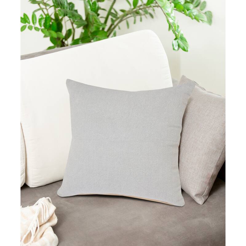 20" Gray Solid Handmade Square Throw Pillow