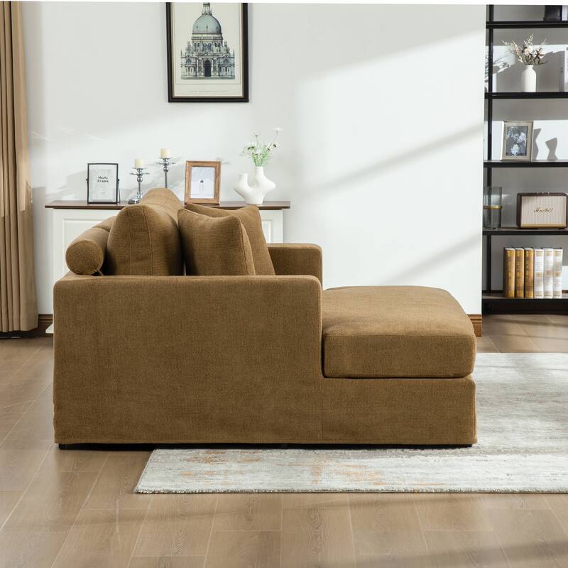 56.3"W Modern Chenille linen Loveseat Sofa,Sofa Bed with Pillows&Metal Legs