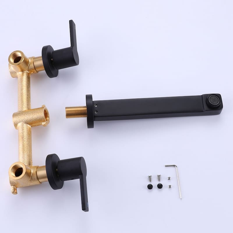 Matte Black 2-Handle Wall Mount Bathroom Faucet