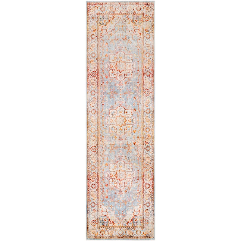 Gracewood Hollow Daoud Vintage Persian Traditional Blue and Beige Runner Rug - 2'7" x 9' Runner