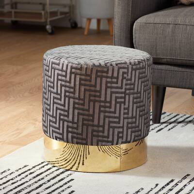 Black Wood Contemporary Pouf 17 x 16 Inches