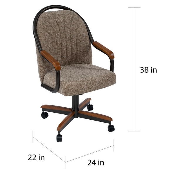 Casual Dining Barell Swivel and Tilt Rolling Dining Chair - 38"Hx221/2"Wx22"D - 38"Hx24"Wx22"D