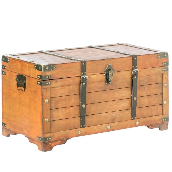 Antique Semi Round Top Steamer Trunk With Dividers