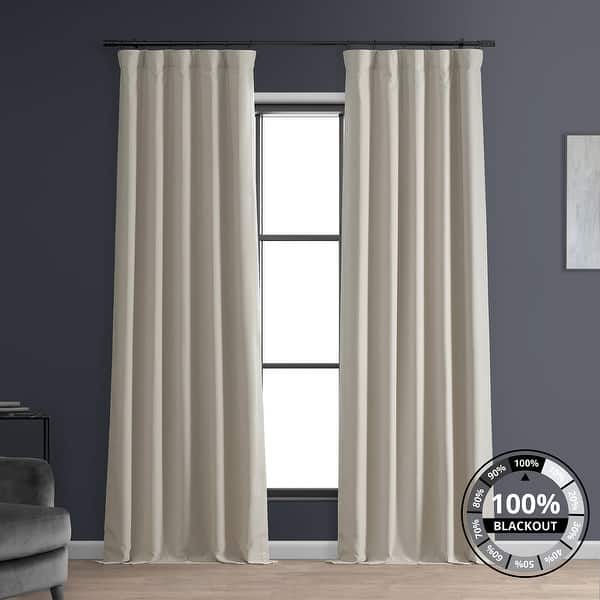 slide 2 of 11, Exclusive Fabrics Faux Linen 100% Blackout Curtains Heat and Light Blocking - (1 Panel) 50 X 108 - Caravan Beige
