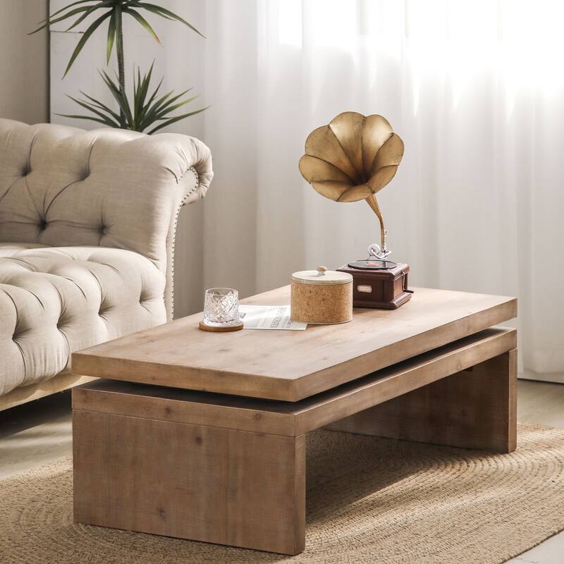 Modern Coffee Table, Black Wooden Coffee Table, Rectangle Cocktail Tea Table for Living Room, 47.6" L* 23.6" W * 16.3" H