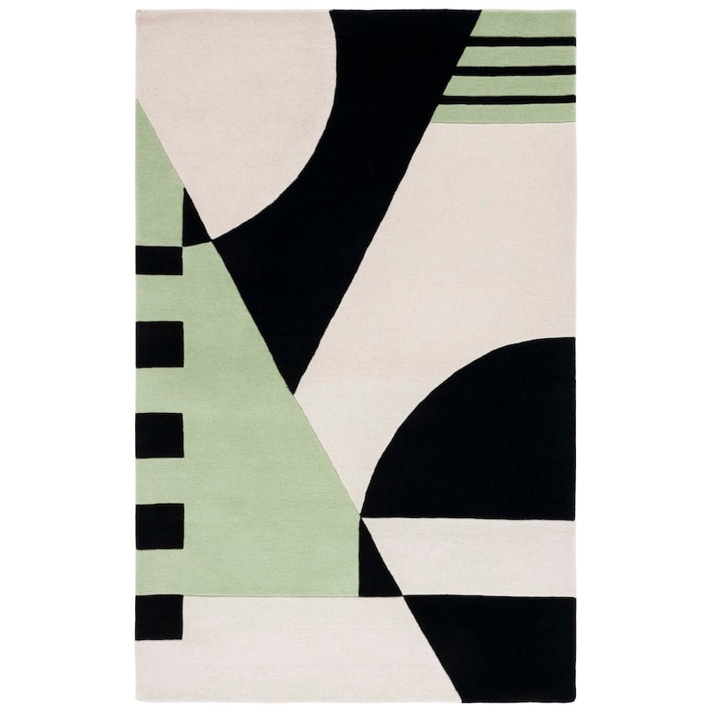 SAFAVIEH Handmade Rodeo Drive Willow Mid-Century Modern Abstract Wool - 8' x 10' - Black/Green - Runner/Rectangle