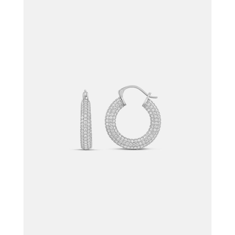 SHYMI Thick Pave Hoops - Silver