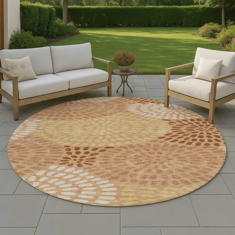 Machine Washable Indoor/ Outdoor Casual Ric Chantille Rug - Copper - 8' x 8'