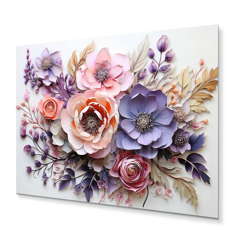 Designart "Delicate Florals Paint" Floral Metal Wall Decor