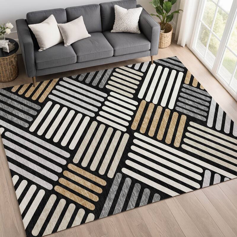 Machine Washable Indoor/ Outdoor Modern Weave Chantille Rug