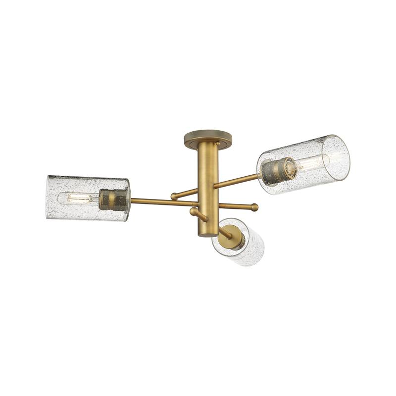 Innovations Lighting Crown Point - 3 Light 7" Flush Mount - Brushed Brass/Seedy
