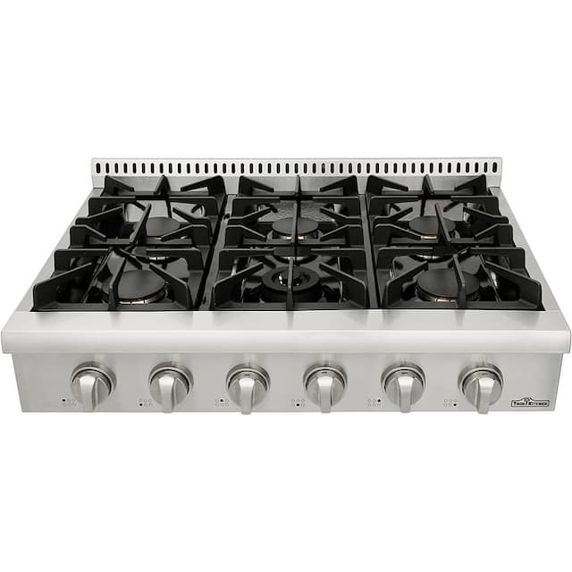 Thor Kitchen Pro-Style Gas Range Top with 6 Sealed Burners 36 - Inch, Stainless Steel