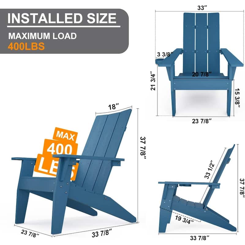 Adirondack Chair with Cup Holder Weather resistant Garden Patio Chair by WINSOON