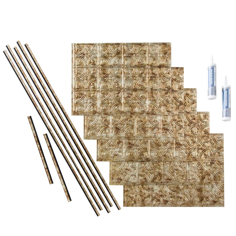 FASÄDE Traditional Style 1 Decorative Vinyl Backsplash Panel - 15 Sq Ft Kit - Bermuda Bronze