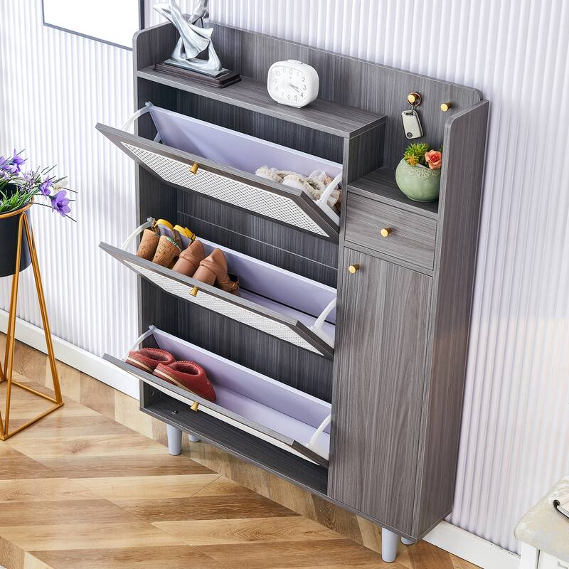 Rattan Shoe Storage Cabinet