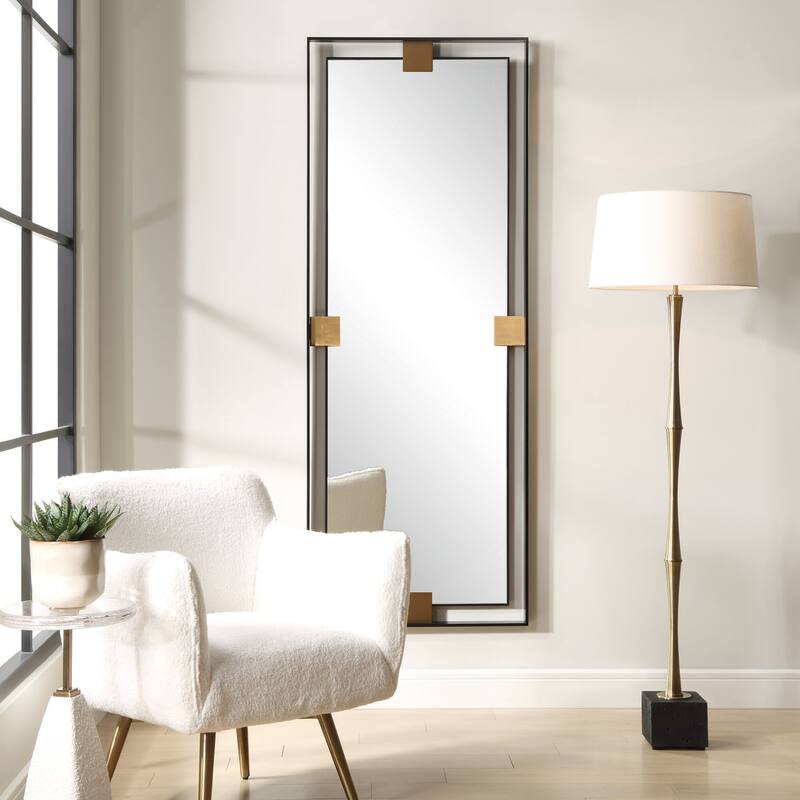 Rectangular Oversized Wall Mirror - 76.75" - Brushed Brass Finish
