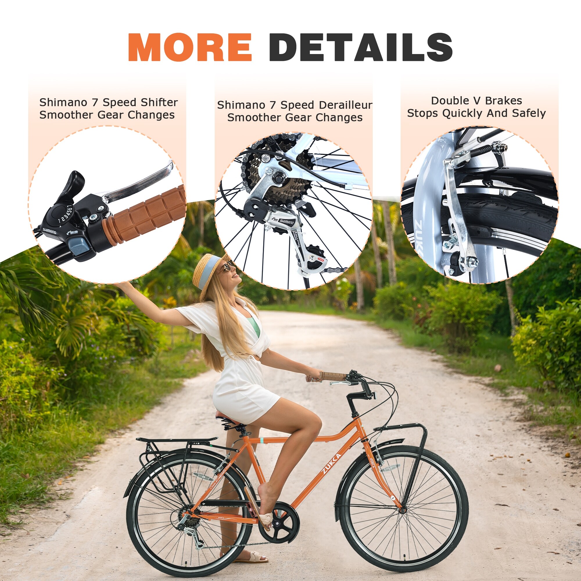 SHIMANO - Ervin 26-Inch Vintage Style Bike with Steel Frame, Shimano 7-Speed
