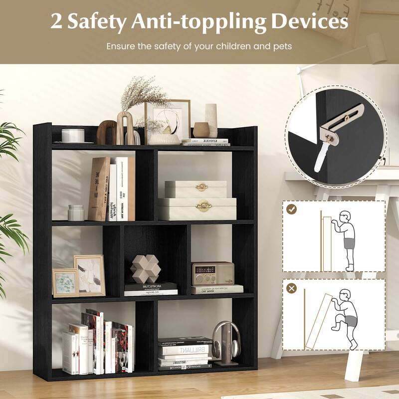 Costway 1/2 PCS 7-cube Bookcase Open Storage Shelf with Anti-tipping - See Details