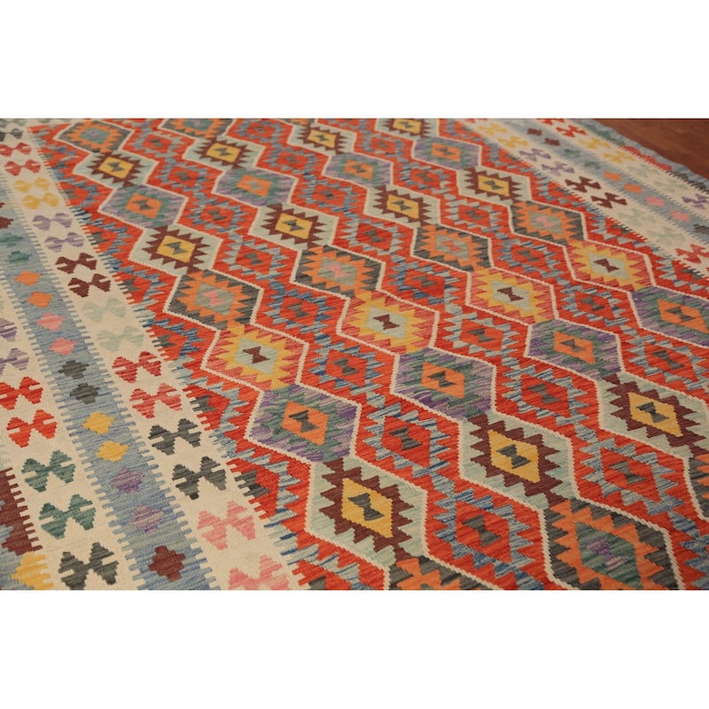 Southwestern Style Kilim Oriental Area Rug Flatweave Wool Carpet - 8'1"x 11'5"