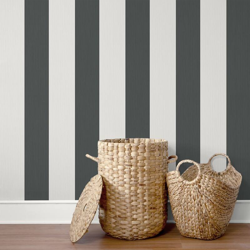 Seabrook Designs Dylan Striped Stringcloth Unpasted Wallpaper