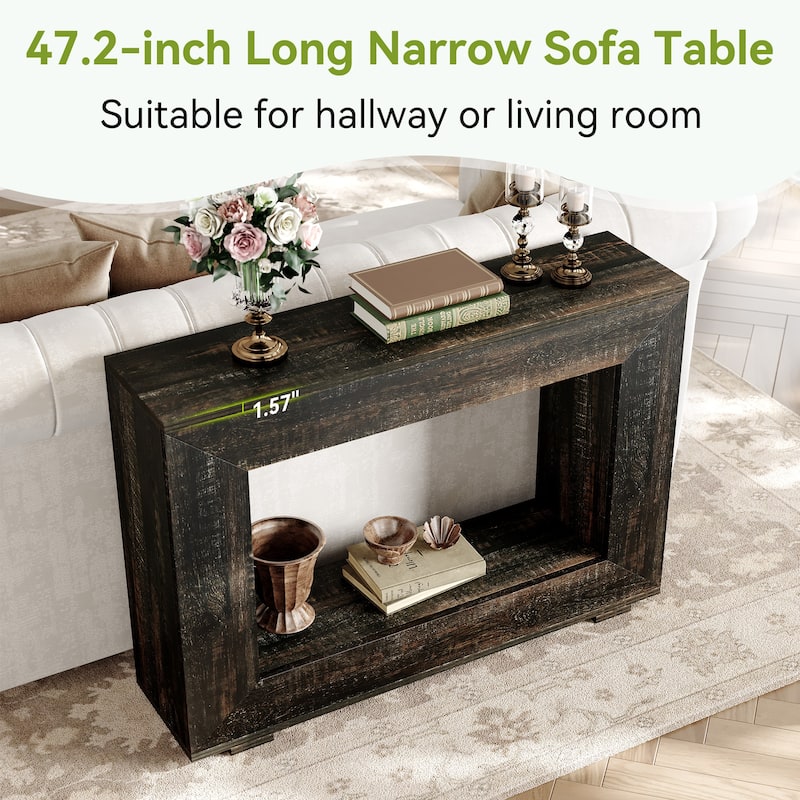 47 Inches Farmhouse Wooden Console Table with Storage