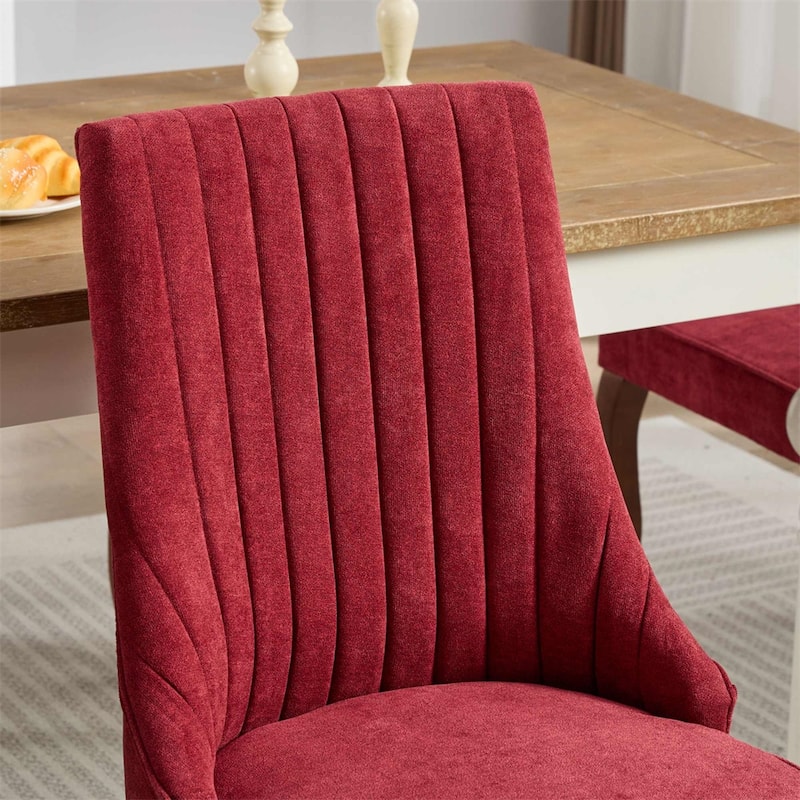 Linen Dining Chairs Channel Kitchen Dinner Chair,Accent Chair,2 PCS