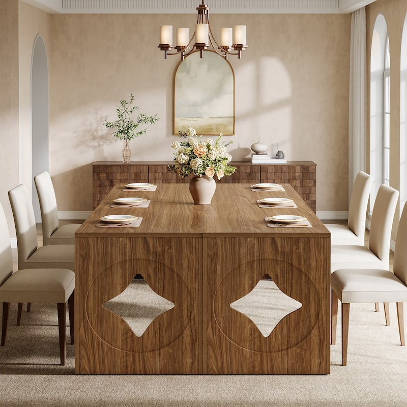 78.74" Long Wooden Dining Table for 6-8, Rectangular Kitchen Table