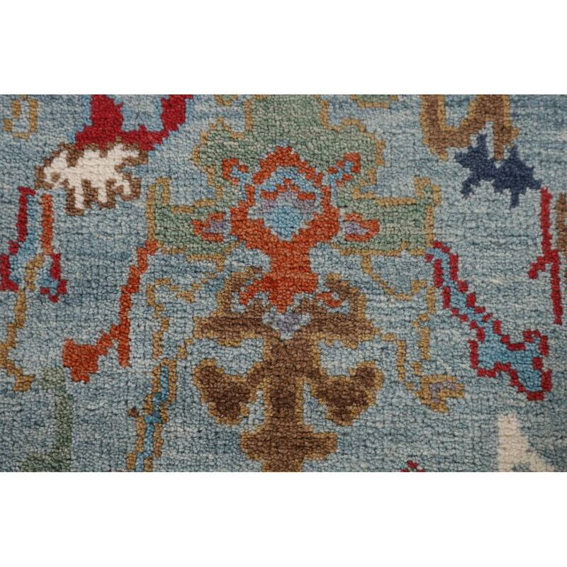 Transitional Blue Oushak Oriental Accent Rug Handmade Wool Carpet - 3'1"x 4'10"