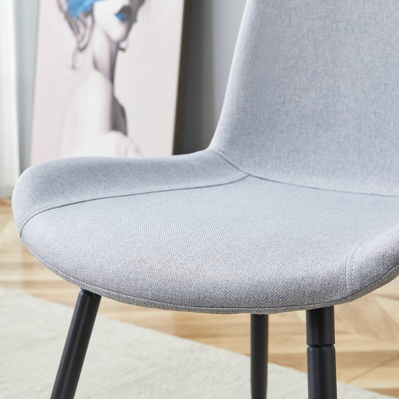 Modern Kitchen Chairs Set of 4 Linen Dining Chair with Metal Legs Wider Seats Quick Assembly Cafe Chairs