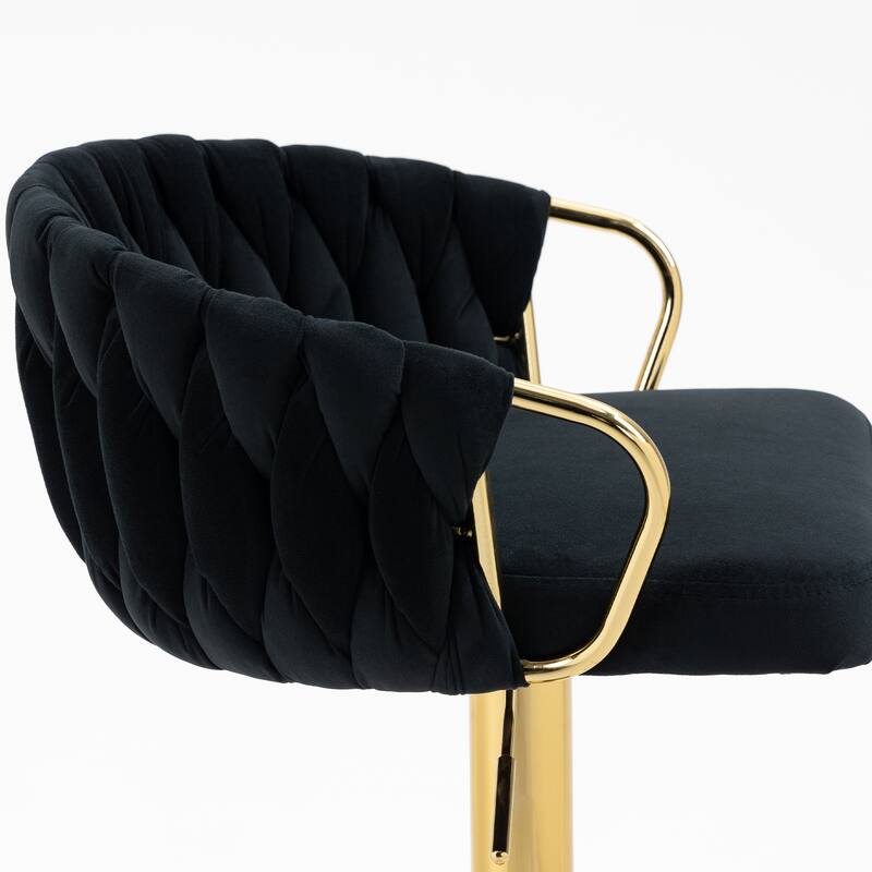 2 Set Counter Height Adjustable Velvet Bar Stools