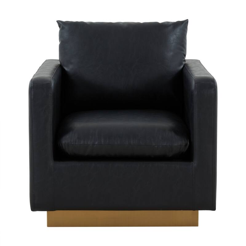 LeisureMod Nervo Modern Leather Accent Arm Chair With Gold Base - 32.75