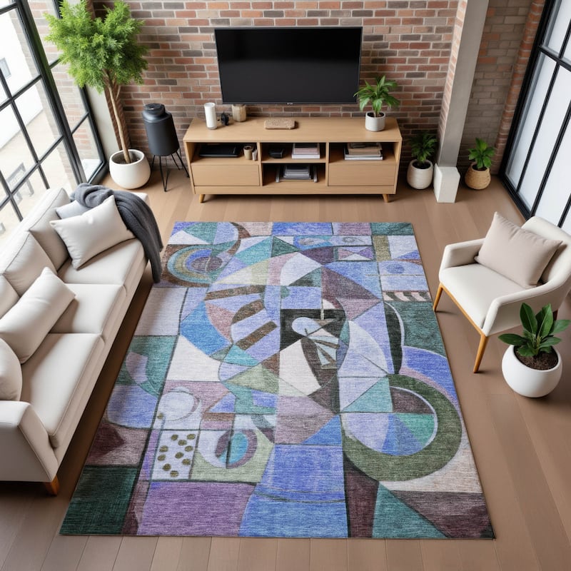 Premium Washable Super Soft Mosaic Contemporary Mayfield Rug