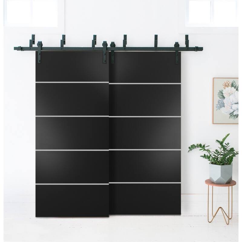 Slab Barn Door Panel 18 x 80 Planum 0210 Matte Black with Sturdy Finished