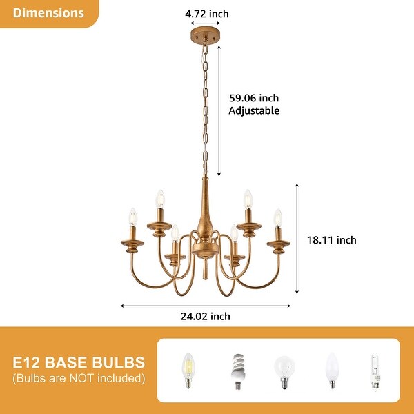 Starsky 6-Light Dimmable Vintage Candle Style Chandelier - On Sale