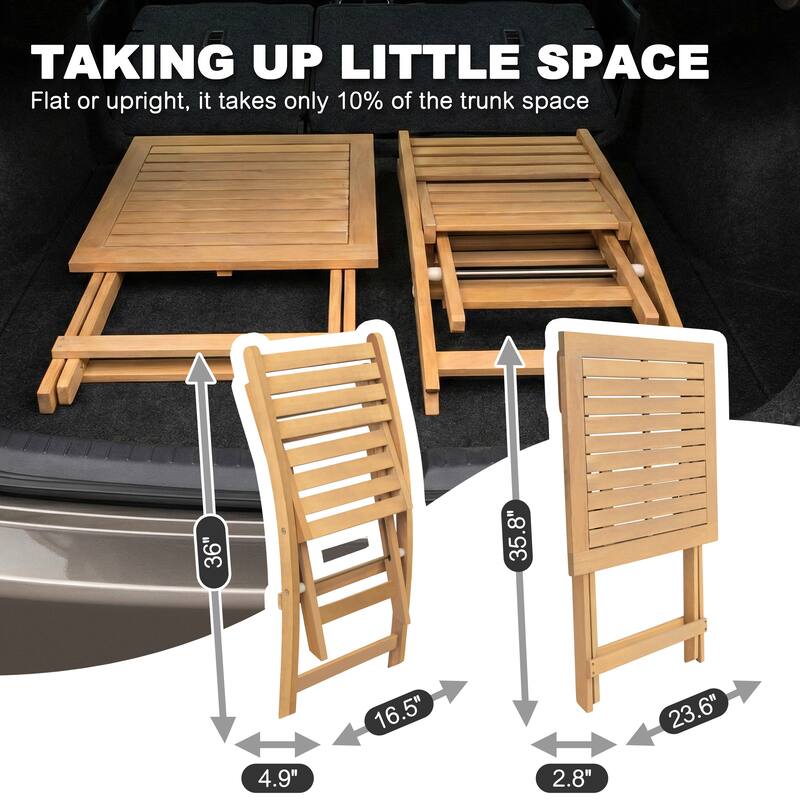 3PCS Patio Bistro Set with Foldable Design