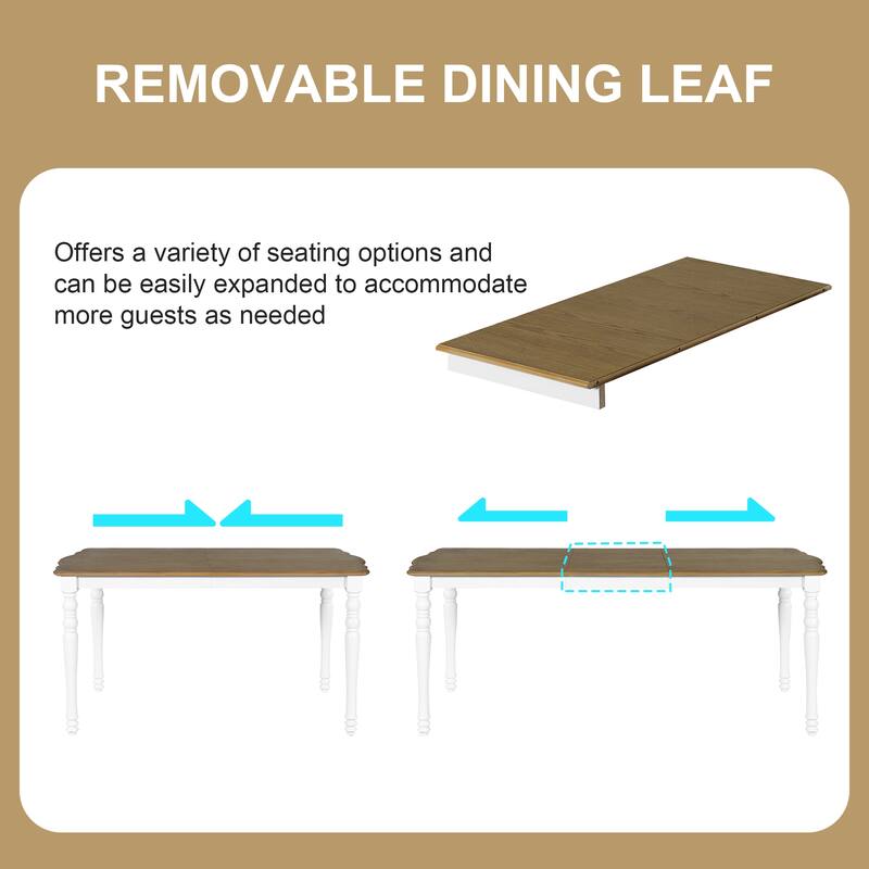 Expandable Dining Table Set For 4 To 8, Rustic Space-Saving Table With Removable Leaves,Wooden Dining Room Table