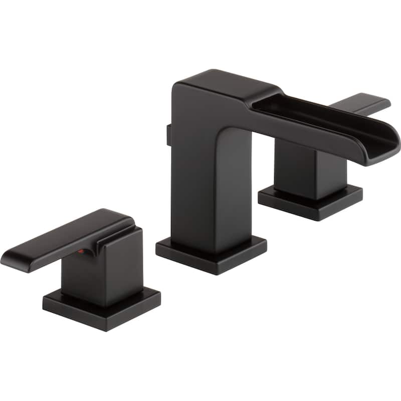 Delta Ara 1.2 GPM Widespread Waterfall Bathroom Faucet - Includes - Matte Black