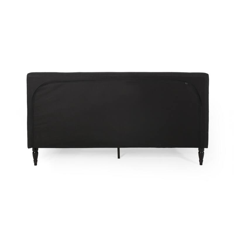 Button Tufted Wingback Headboard, King Size Upholstered Platform Bed Low Profile Bed with Turned Legs and Center Support Legs