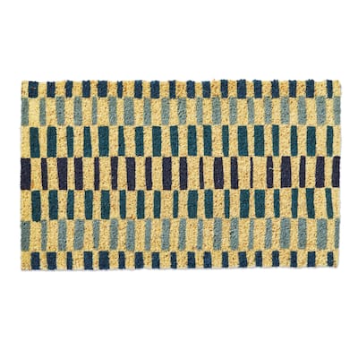 1'6" x 2'6" Summer Living Stripe Coir Mat Rectangle Indoor and Outdoor Coir Door Welcome Mat