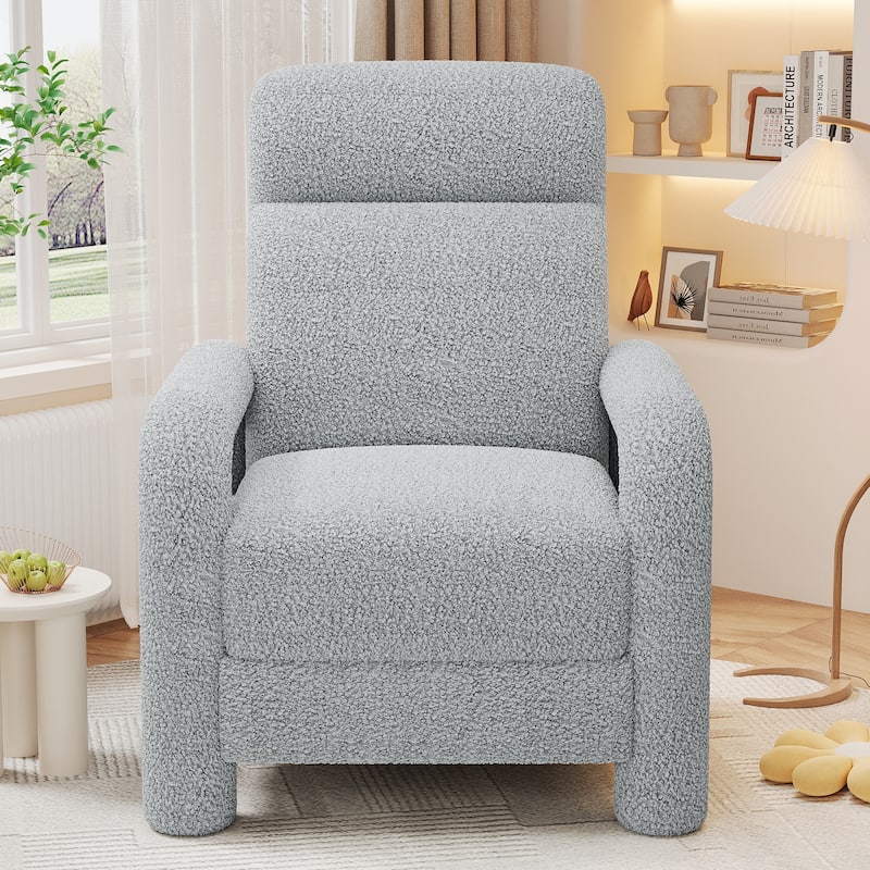 31.25" Push Back Recliner Armchair Upholstered Recliner Chair Single Sofa with Adjustable Backrest for Living Room, Light Grey