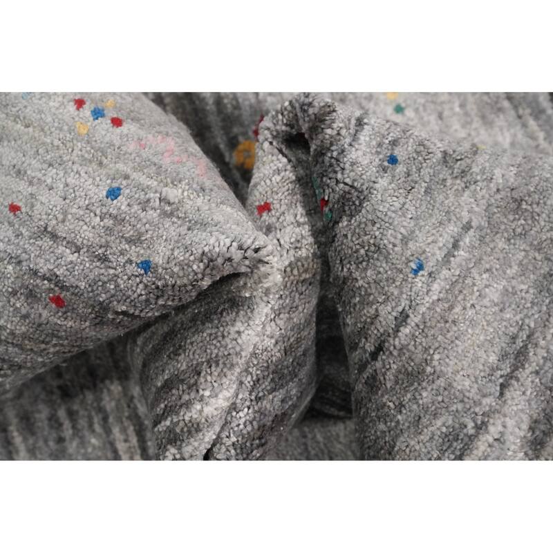 Hand Knotted Oriental Viscose Silk Carpet Tribal Animal Pictorial Greys & Charcoal Gabbeh Area Rug - 11' 10'' X 12' 4''