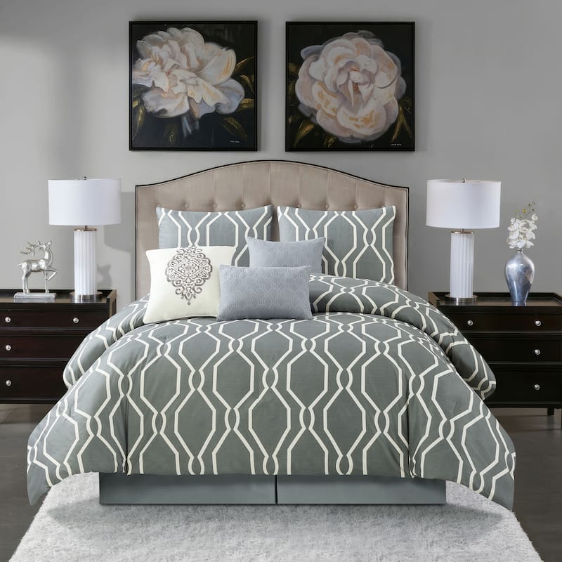 Nanshing Arnie 7 Piece Geometric Contemporary Comforter Set - King
