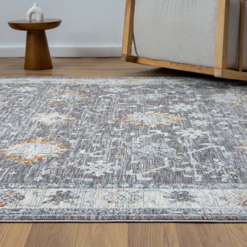 Sevita Gray/Blue Classic Traditional Indoor Area Rug