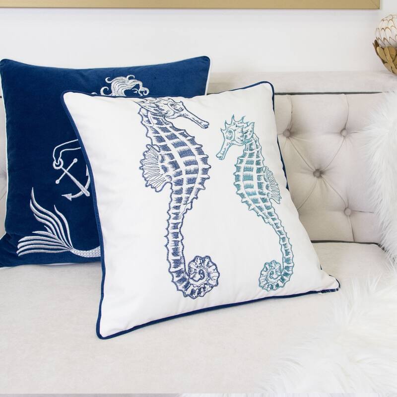 Blue / Spa Seahorses Pillow