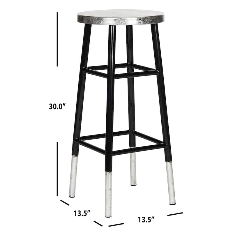 SAFAVIEH Lynne 30 Inch Silver Dipped Black / Silver Bar Stool - 13.5" x 13.5" x 30" - 14Wx14Dx30H