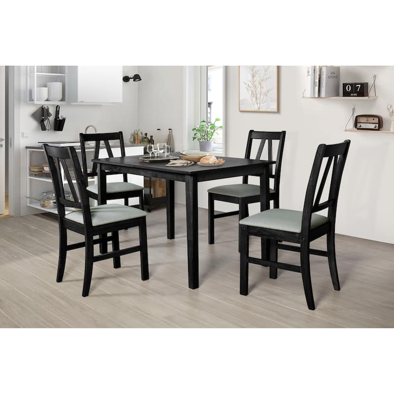 Dothan Counter Height Dining Set - 60053 Black- Table and 4 Chairs - Black / Grey