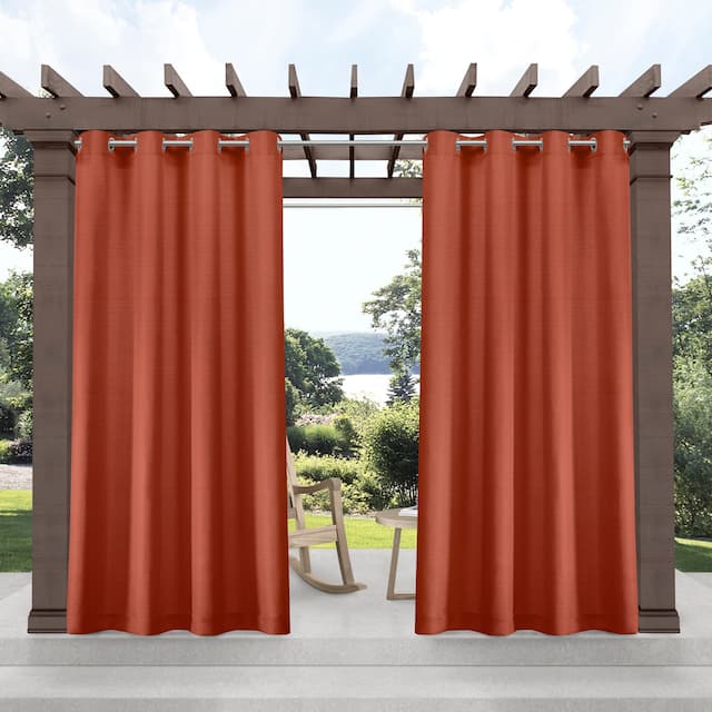 ATI Home Delano Indoor/Outdoor Grommet Top Curtain Panel Pair - 54x120 - Mecca Orange