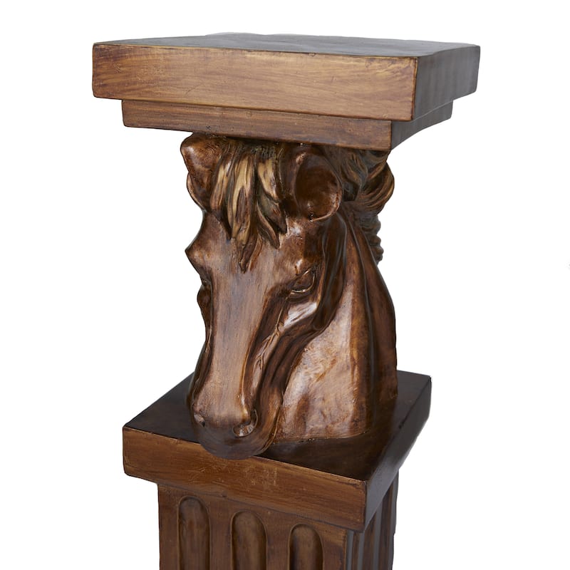 Polystone Horse Pedestal Table - Brown - Roche River Decor